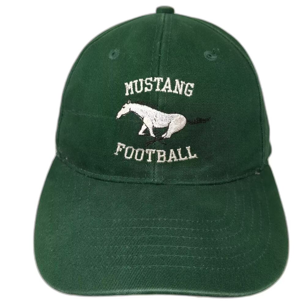 Pacific Headwear Mustang Football Green Baseball Cap Hat OS Embroidered Whipps